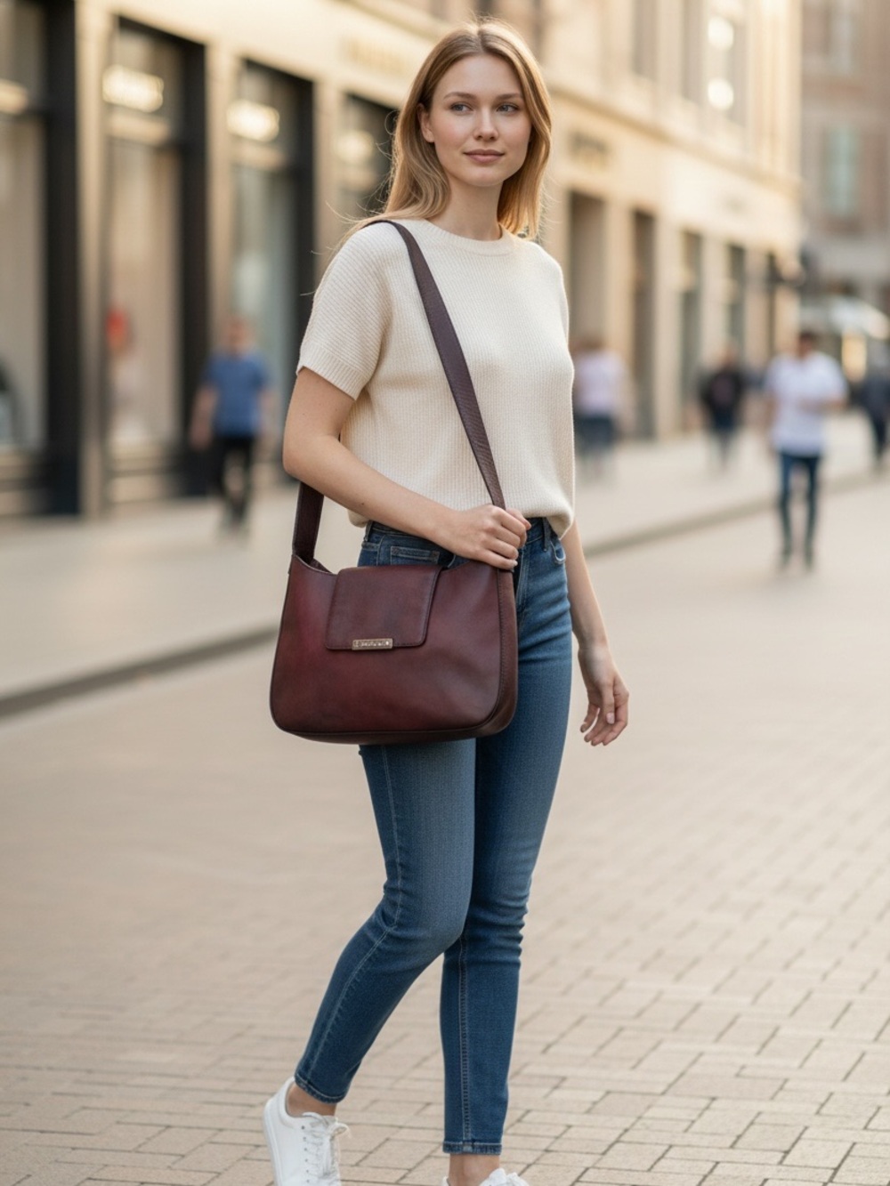 Fossil Vintage Mahogany Brown Leather Flap Shoulder & Crossbody Messenger Bag